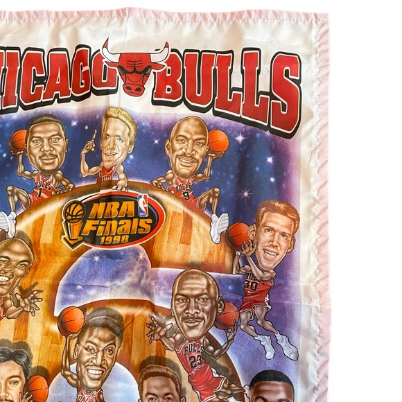 Vintage Chicago Bulls 1998 Championship Flag Banner Caricature NBA Finals Jordan - Picture 15 of 16